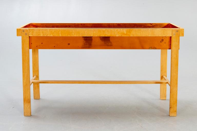 Flower table, oak and copper, Denmark, 1960s.