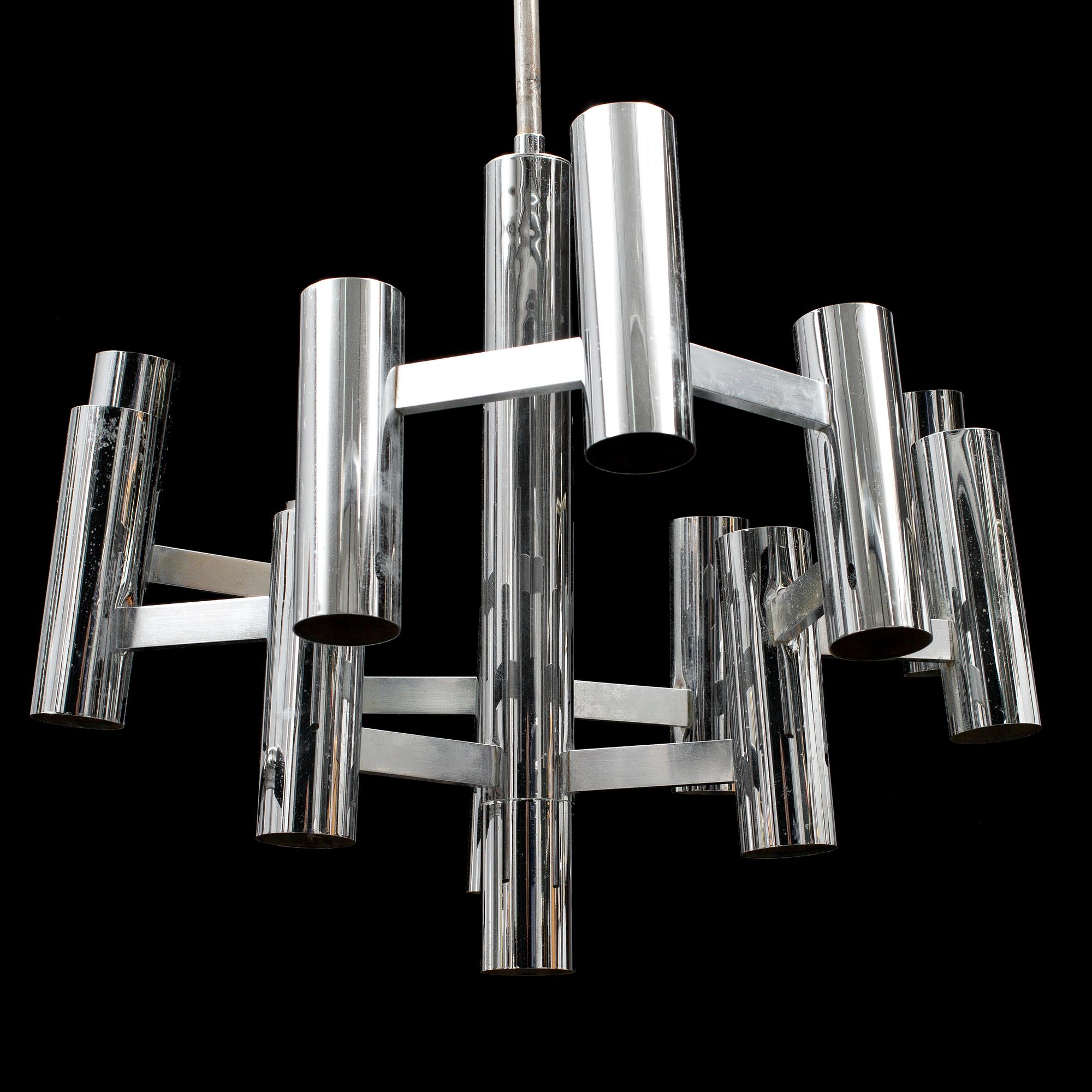 GAETANO SCIOLARI, a chrome ceiling light, probably Boulanger SA.