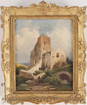 JEAN-BAPTISTE LOUIS HUBERT, tillskriven, akvarell med täckvitt, signerad.