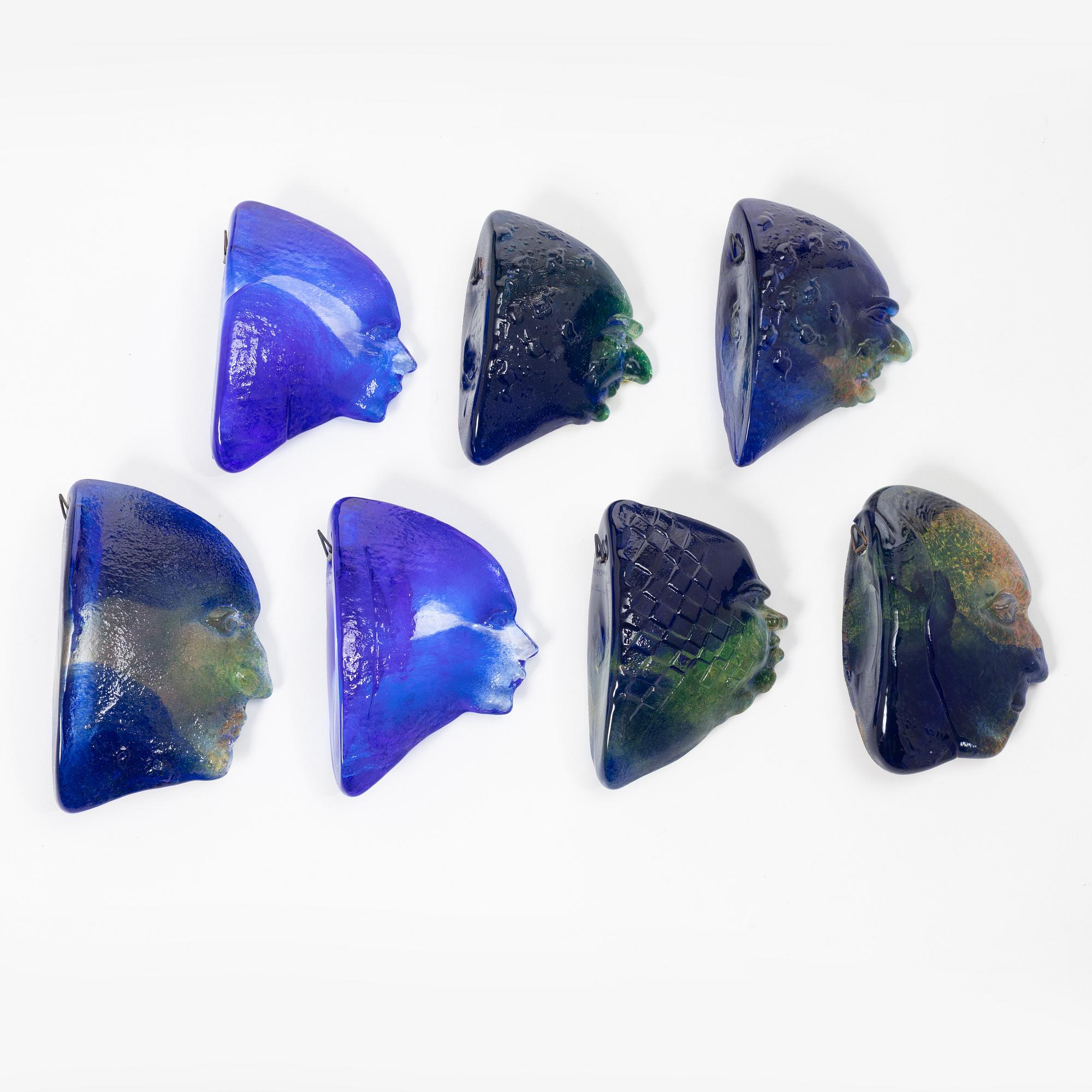 Kjell Engman, Seven glass heads, Kosta Boda.