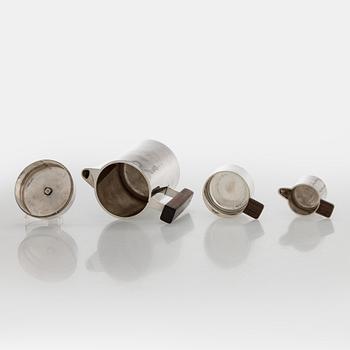 Bertel Gardberg, Coffee set, 3 pieces, 916 silver and rosewood, Toivo V. Toukonen, Helsinki, 1956.