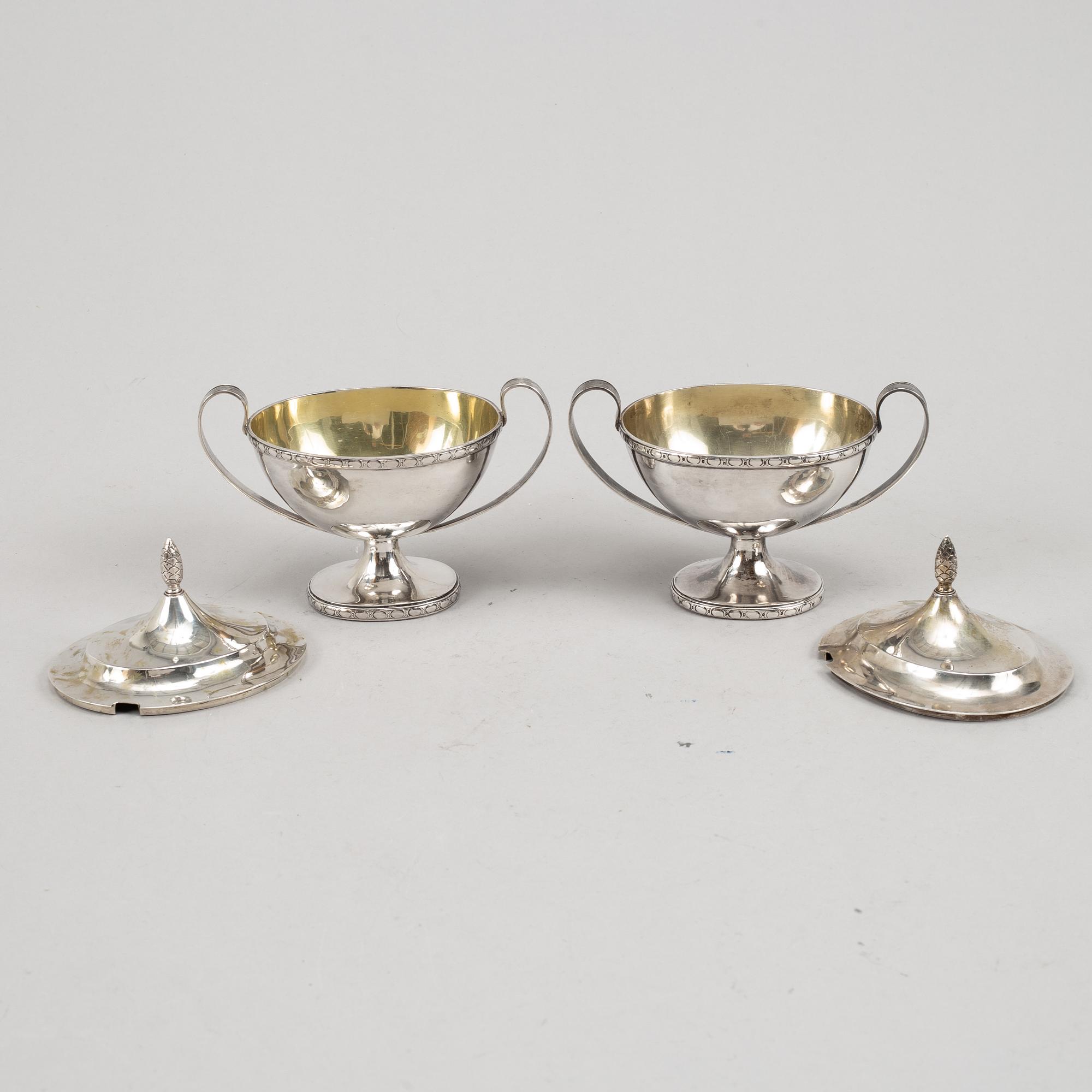 A pair of swedish empire style silver sugar bowls, mark of Bengt Ericsson, Stockholm 1934-35.