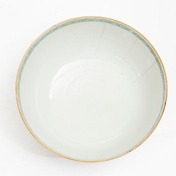 Three porcelain punch bowls, China, Qianlong (1736-95).