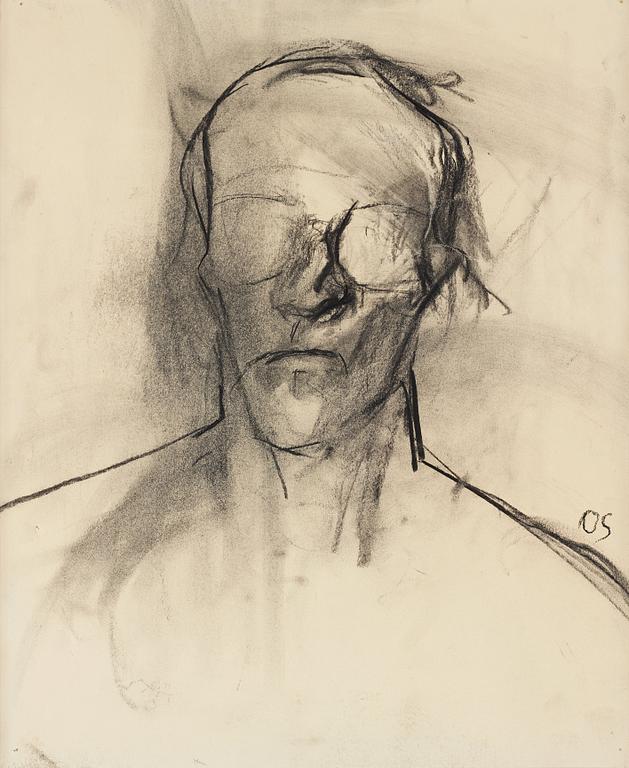 OLLE SKAGERFORS, charcoal on paper, signed OS.