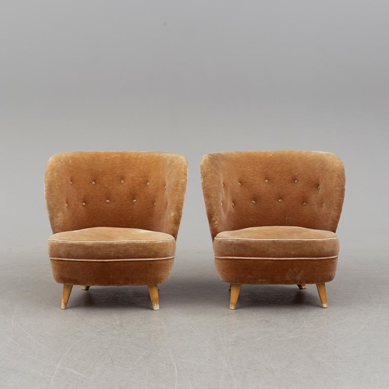 A pair of Swedish Modern easy chairs, 1940's.