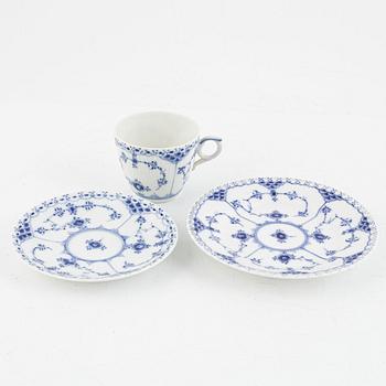 Royal Copenhagen, 125 porcelain service parts, 'Musselmalet Half Lace and Full Lace', Denmark.