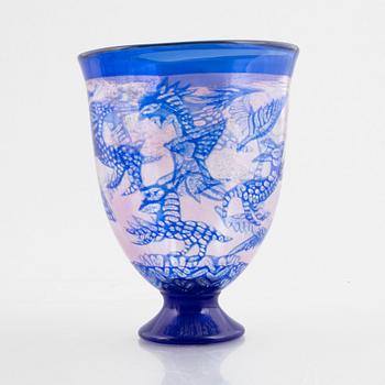 Ulrica Hydman-Vallien, a unique 'graal' glass vase, Kosta Boda.