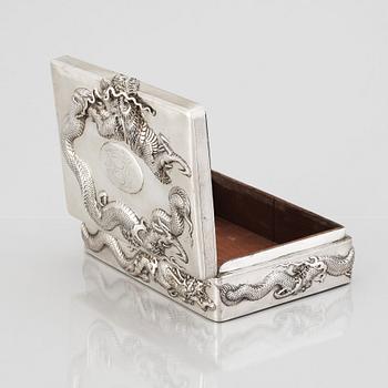 A Chinese Silver box with cover, Shanghai, markers mark Zee Sung, early 20th Century.