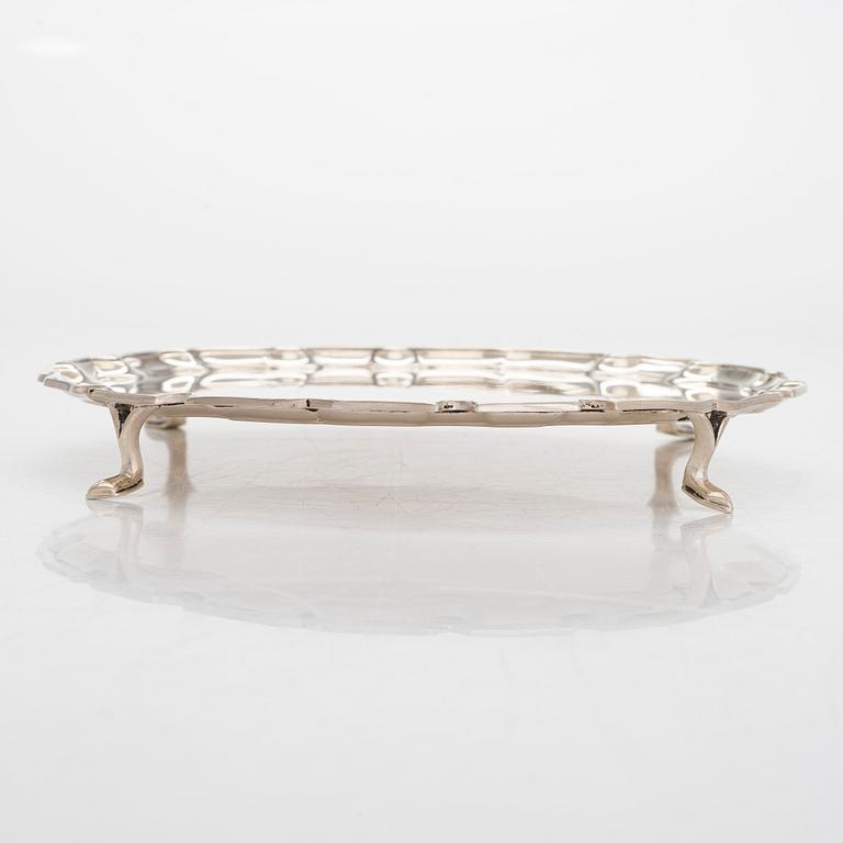 Salver, sterlingsilver, Boodle & Dunthorne, Liverpool, årsstämpel London 1929.