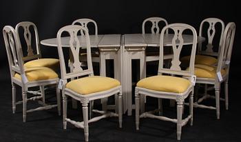 MATSALSMÖBLEMANG, 10 delar. Gustaviansk stil. Ur Ikeas 1700-tals serie.