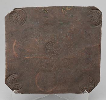 PLÅTMYNT, koppar, 2 daler silvermynt, Karl XII av Sverige, 1714. Total vikt ca 2220g.