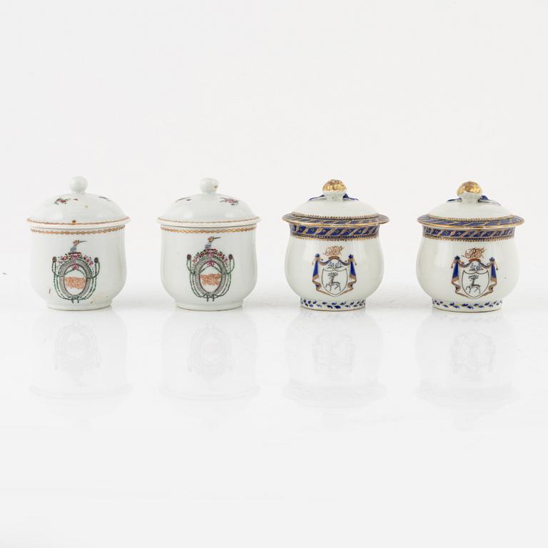 A set of four (2+2) custard cups with covers, Qing dynasty, 18th Century.
