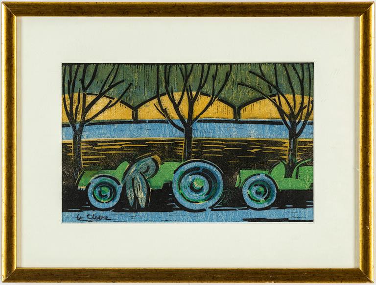AGNES CLEVE, woodcut. Signed with stamp a cleve.