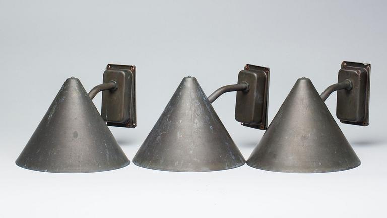 VÄGGLAMPOR, 3 st, "TRATT E27", Westal, 1900-talets slut.