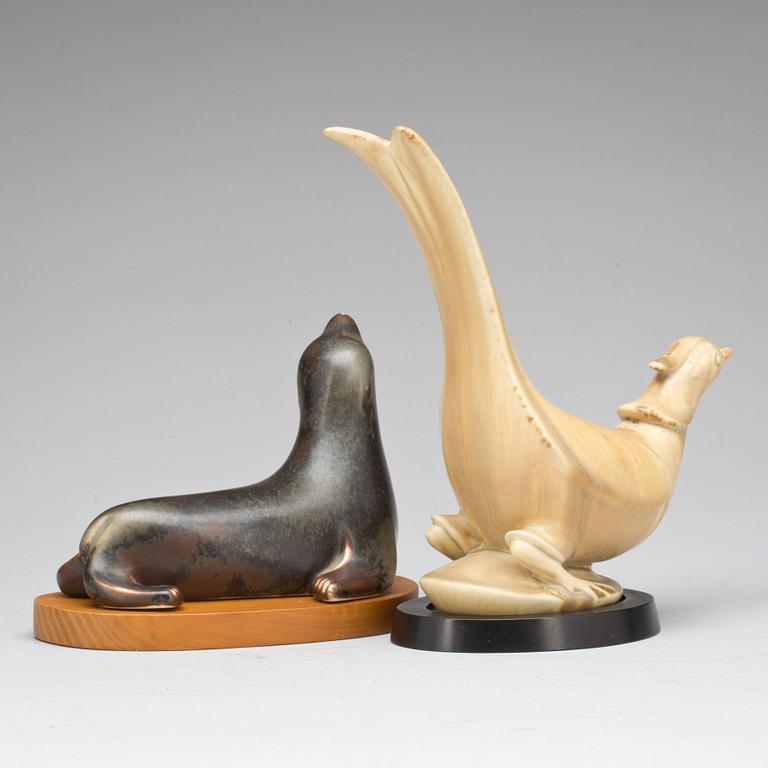 FIGURINER, 2 st, stengods, Gunnar Nylund, Rörstrand.