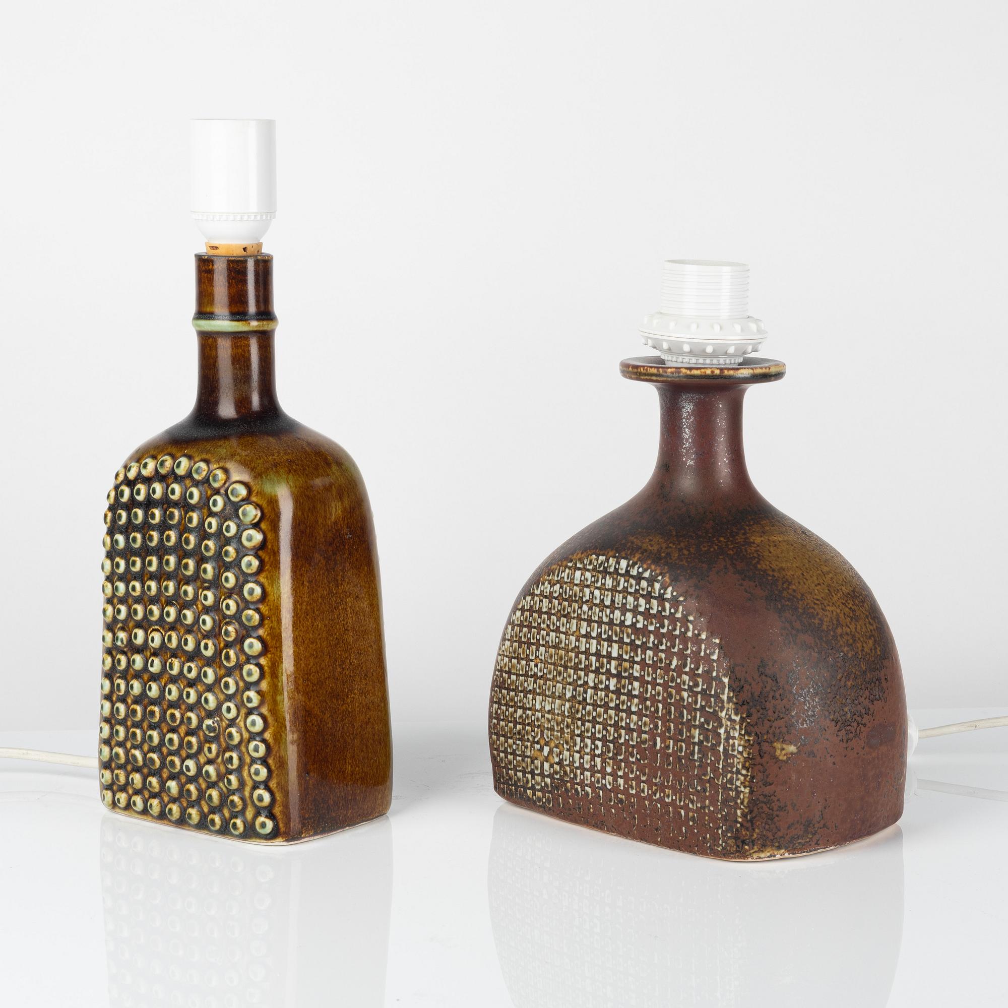 Stig Lindberg, bordslampor, 2 st, Gustavsberg Studio, 1974.