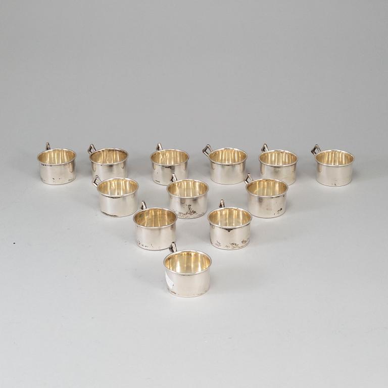 12 silver punch cups, Budapest, Austria-Hungary 1872-1922.