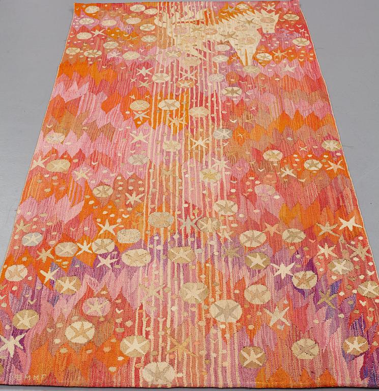 Barbro Nilsson, VÄVD TAPET, "Atomkraft - Atomkraften", gobelängvariant, ca 246,5 x 108,5 cm, signerad AB MMF BN.