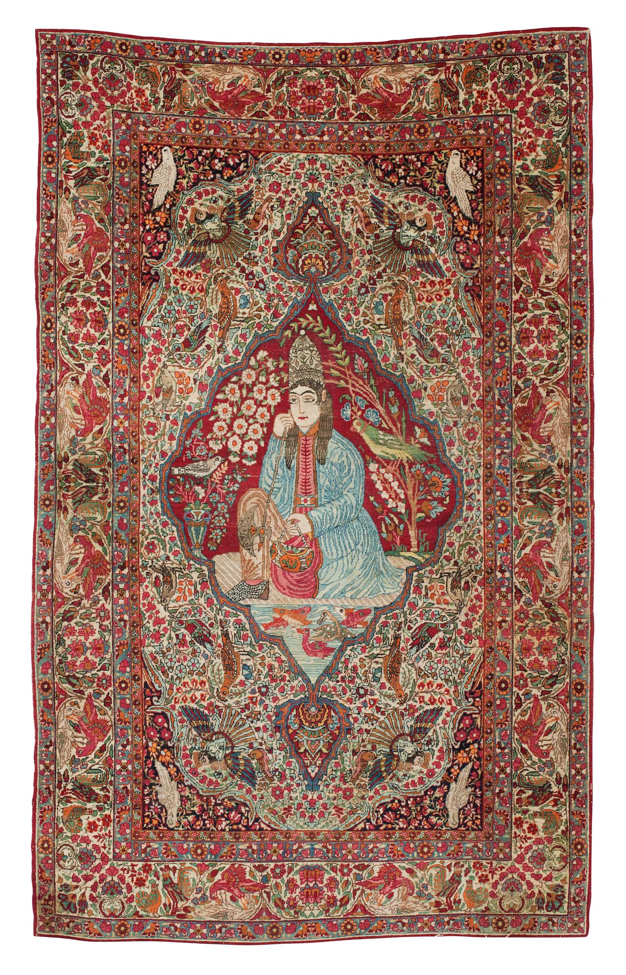 ANTIK KIRMAN LAVER FIGURAL. 224 x 142 cm.