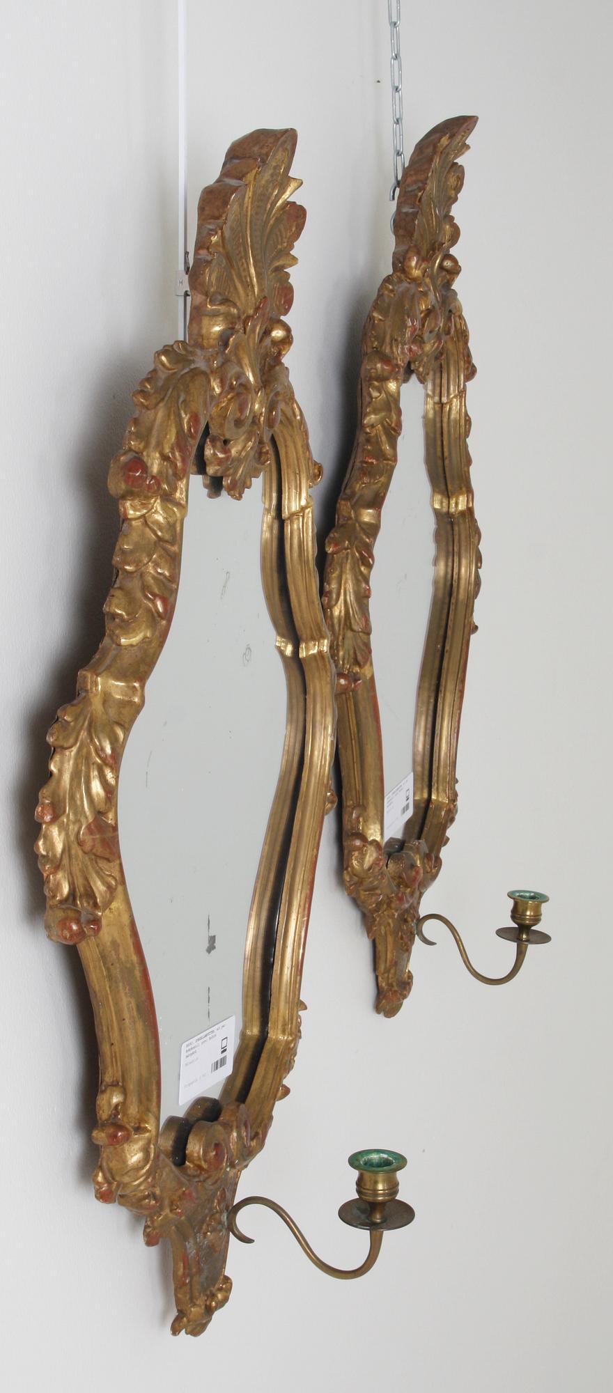 SPEGELLAMPETTER, ett par, rokokostil, prov; Bofors herrgård.