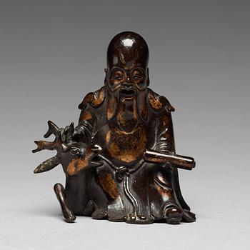 687. A bronze figure of Laozi with his deer, Qing dynasty, 18th Century.