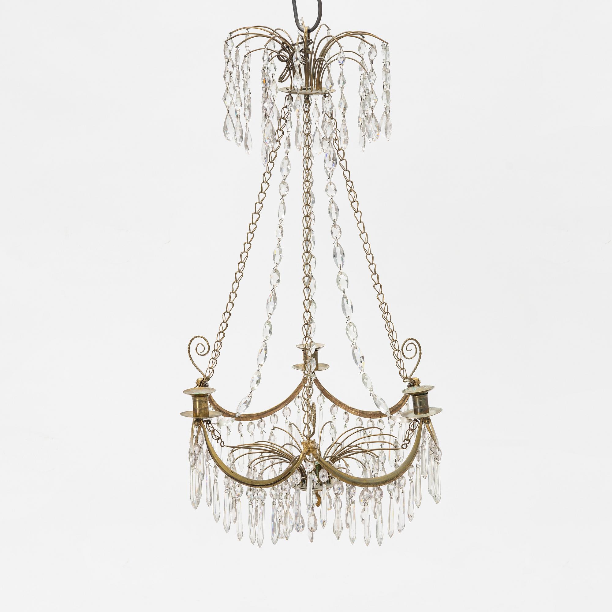 A Gustavian four-light chandelier, late 18th Century.