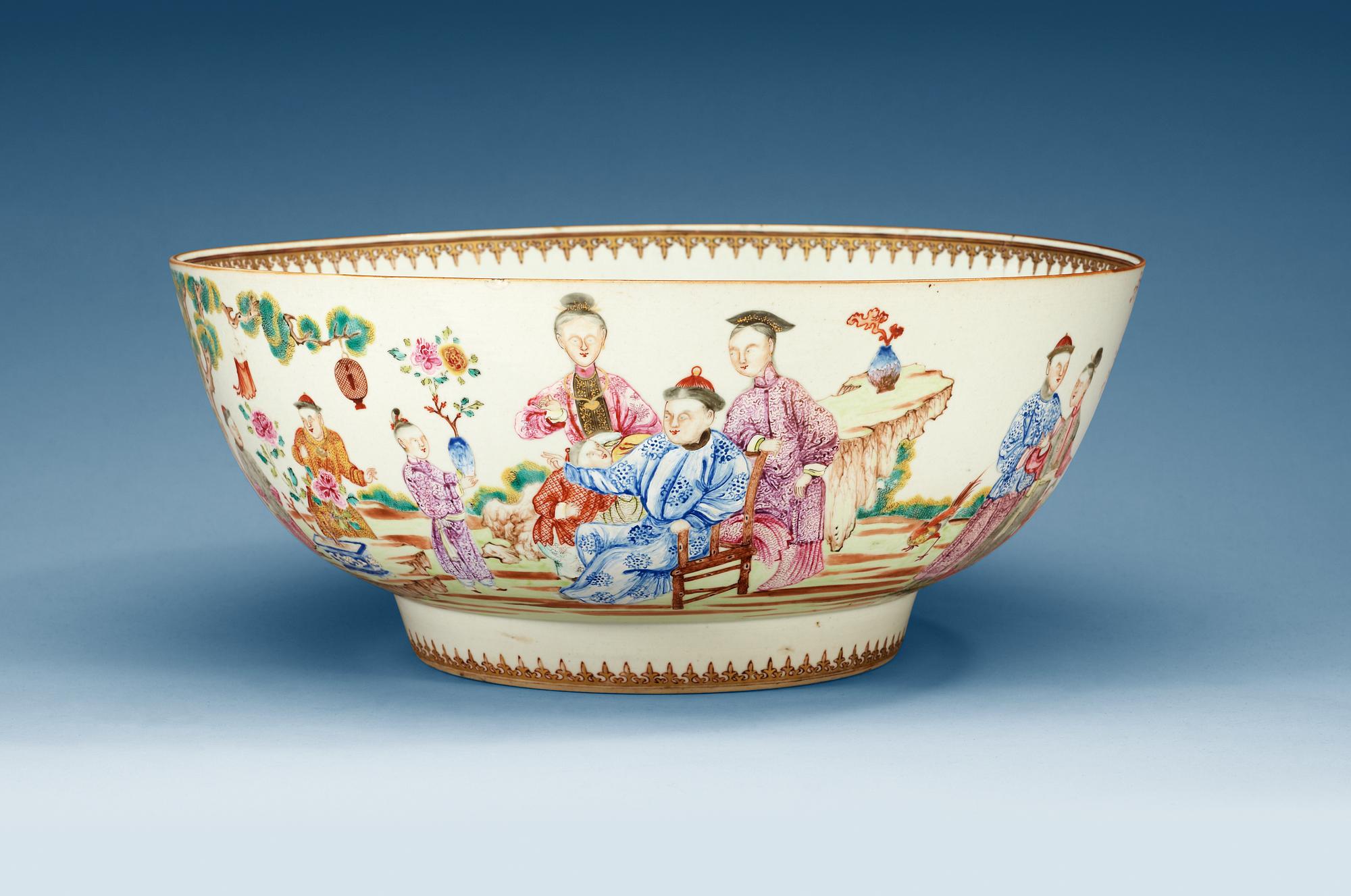 BÅLSKÅL, kompaniporslin. Qing dynastin, Qianlong (1736-95).
