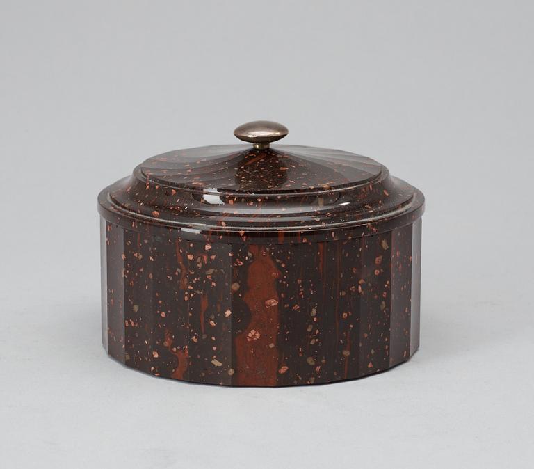A Swedish Empire 19th Century porphyry butter box.