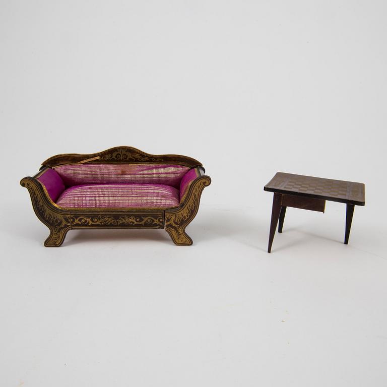 A lot of 26 doll house furniture Germany 19th century.