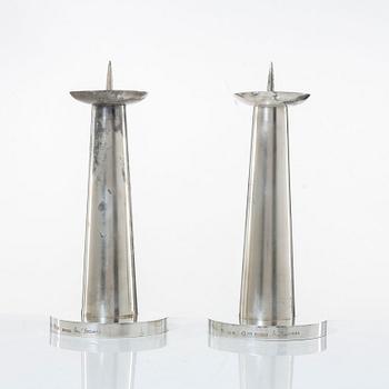 Åke Strömdahl, A pair of Swedish sterling silver candlesticks, company Hugo Strömdahl AB, Stockholm 1955.
