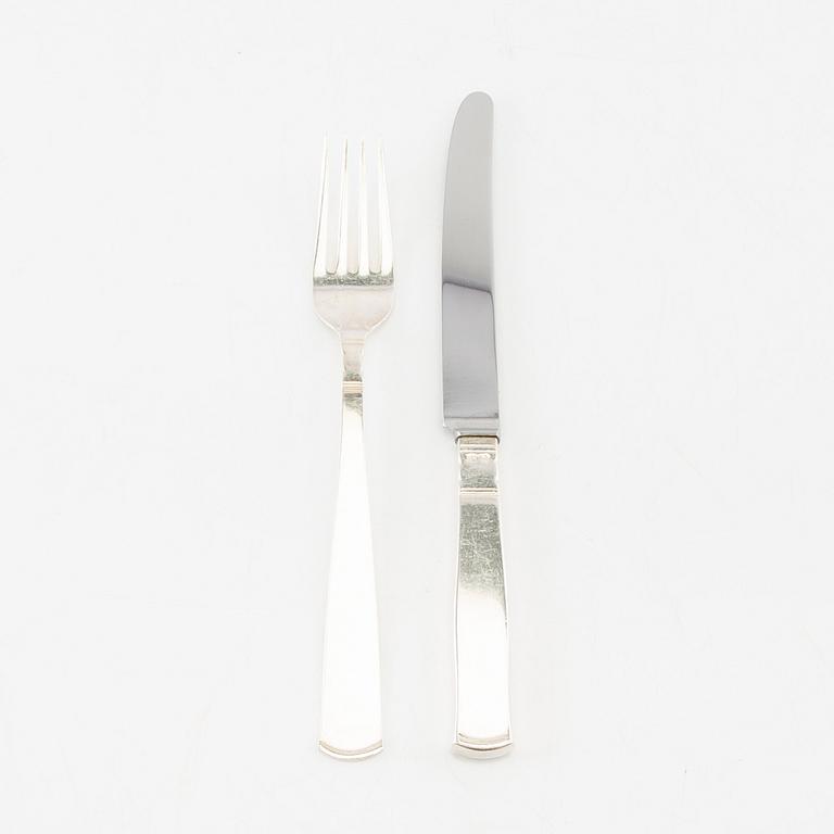 Jacob Ängman, 88-piece cutlery set, silver, "Rosenholm", GAB, Eskilstuna, 1950s/70s.