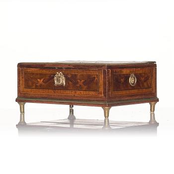 A Gustavian marquetry box with cover by G Haupt (1770-1784).