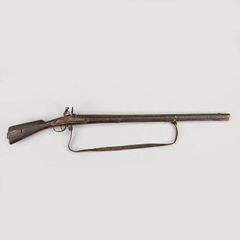 An early 19th century flintlock rifle.