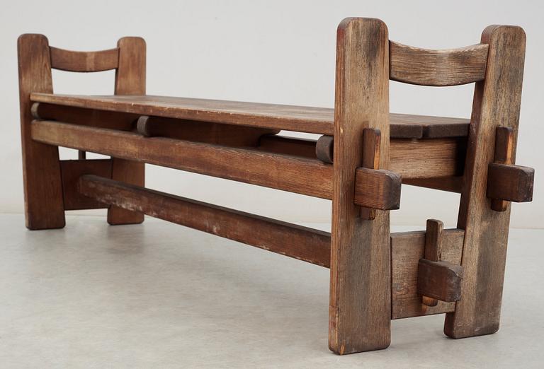 An Axel Einar Hjorth stained pine bench 'Skoga', Nordiska Kompaniet, 1933.