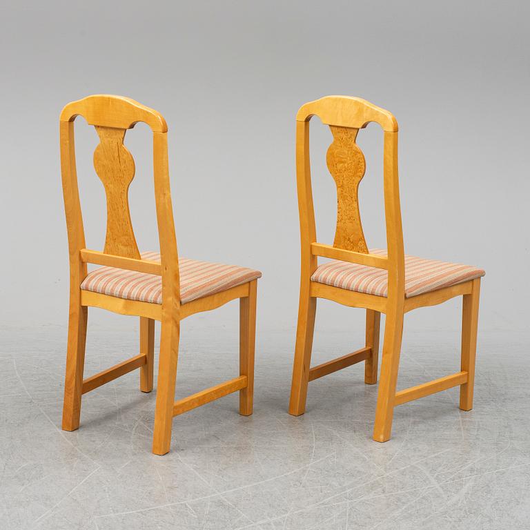MATBORD samt 6 st STOLAR, björk, 1900-talets andra hälft.