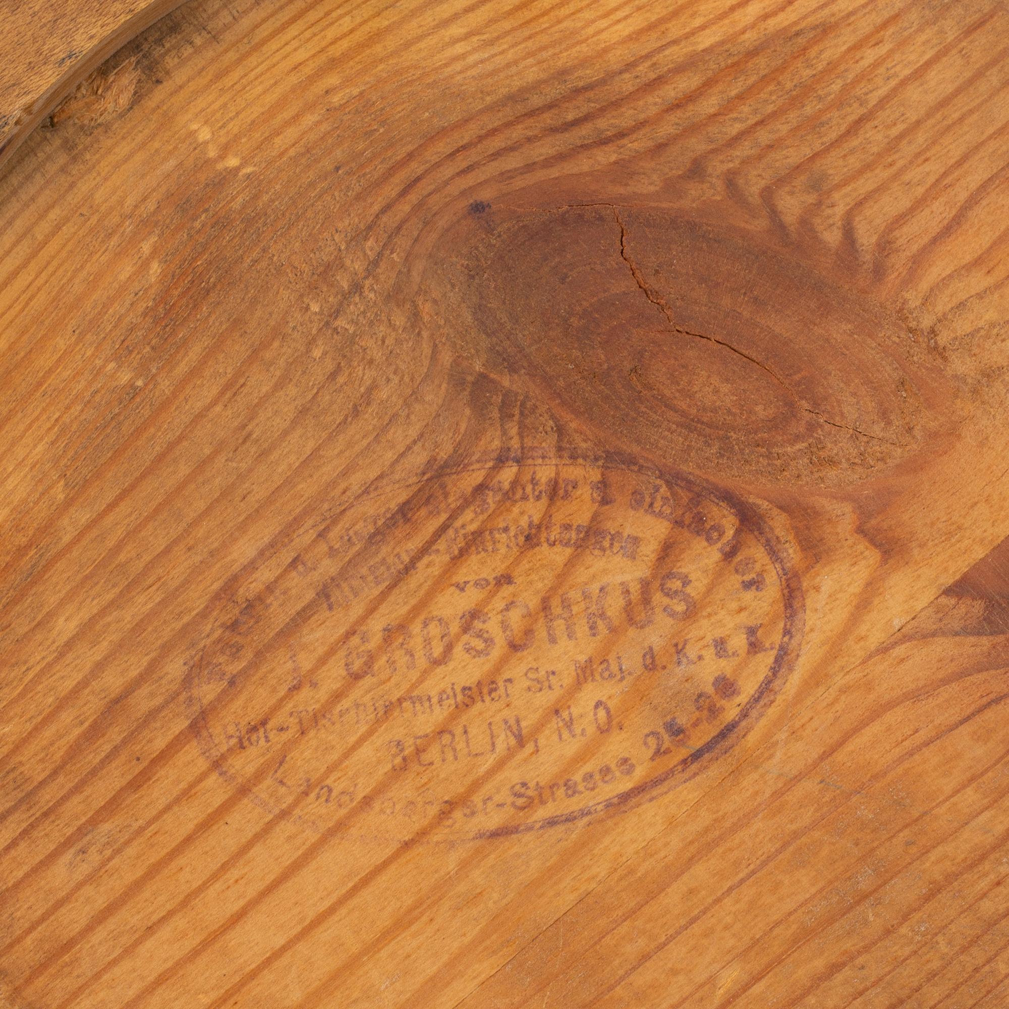 An early 20th Century Art Nouveau desk, Germany, stamp J Groschkus, Berlin.