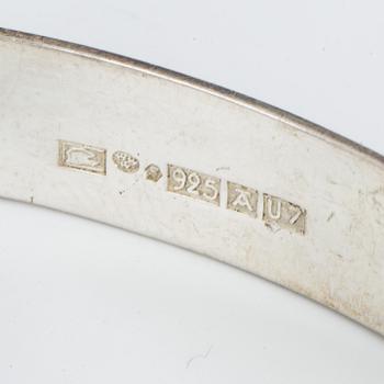 Ring and bangle, silver with rock crystal.