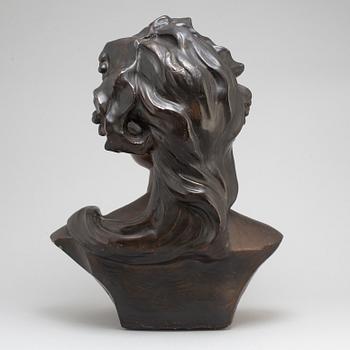 JEF LAMBEAUX, after. Bust, plaster, signed Jef Lambeaux.