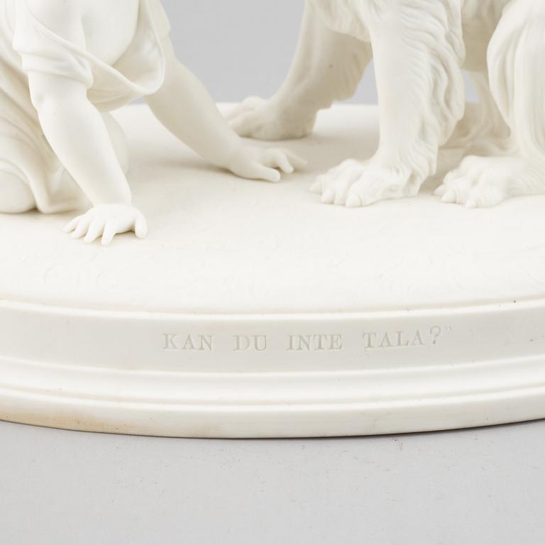SKULPTUR, parian, stor modell, "Kan du inte tala" Gustavsberg, 1900-tal.