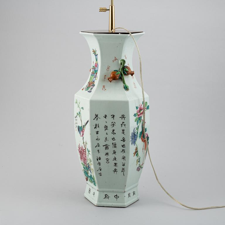 A large Chinese vase, mounted as a lamp, first half of 20th Century.