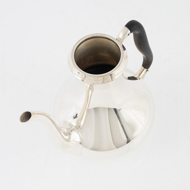 A Danish Sterling Silver Coffee Pot, Creamer and Sugar Bowl, mark of Svend Toxvaerd, circa mid-20th century.
