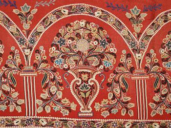 AN EMBROIDERY, antique Rascht, Persia (Iran), late Qajar dynasty ca 55 - 57,5 x 209,5 - 215 cm.