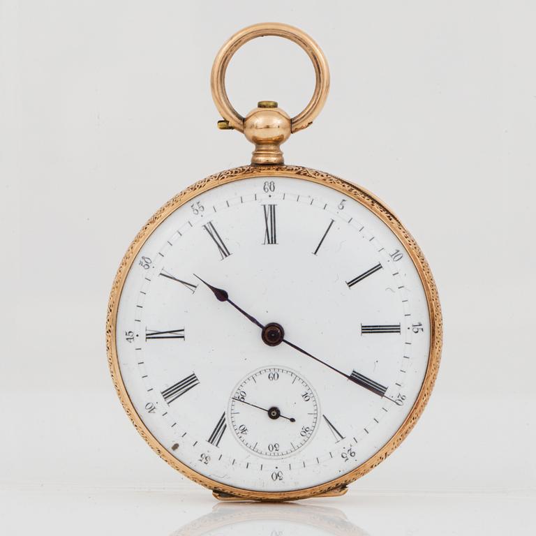 DAMFICKUR, 14 k guld, omkring 1900. Vikt ca 40 g.