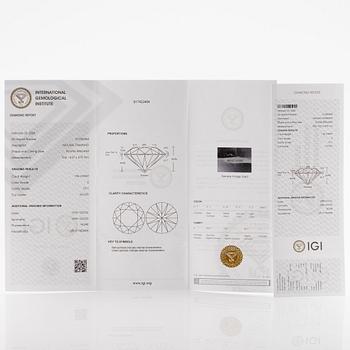 Ring, 18K vitguld med briljantslipad diamant 1.96 ct. Medföljande IGI report.