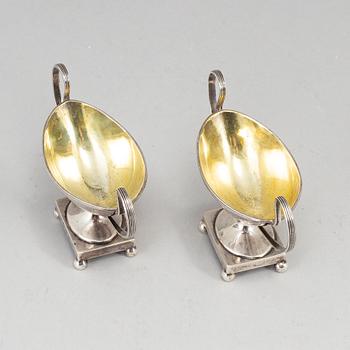 A pair of Swedish 18th century parcel-gilt silver salt-cellars, mark of JF Wildt, Stockholm 1798.