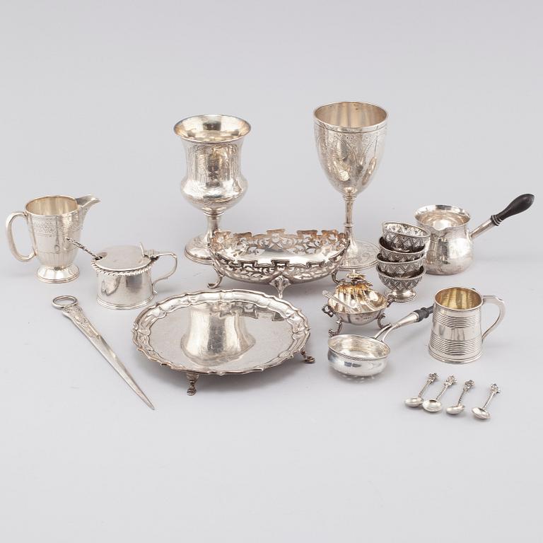 A set of 19th and 20th century silver serving ware, mostly England.