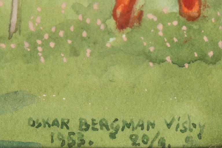 Oskar Bergman, watercolour, signed and dated Visby 20/9 1953.