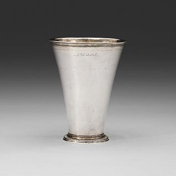 A Swedish 18th century parcel-gilt beaker, Marks of Johan Wennerwall, Göteborg 1756.