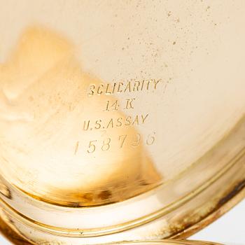 American Waltham Watch Co, pocket watch, 14K gold, 49 mm.