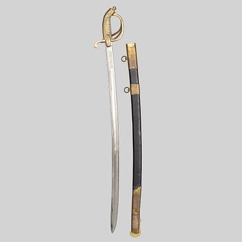 An Imperial Russian gold sabre for Bravery, 1855 naval pattern, Zlatoust factory, with scabbard.